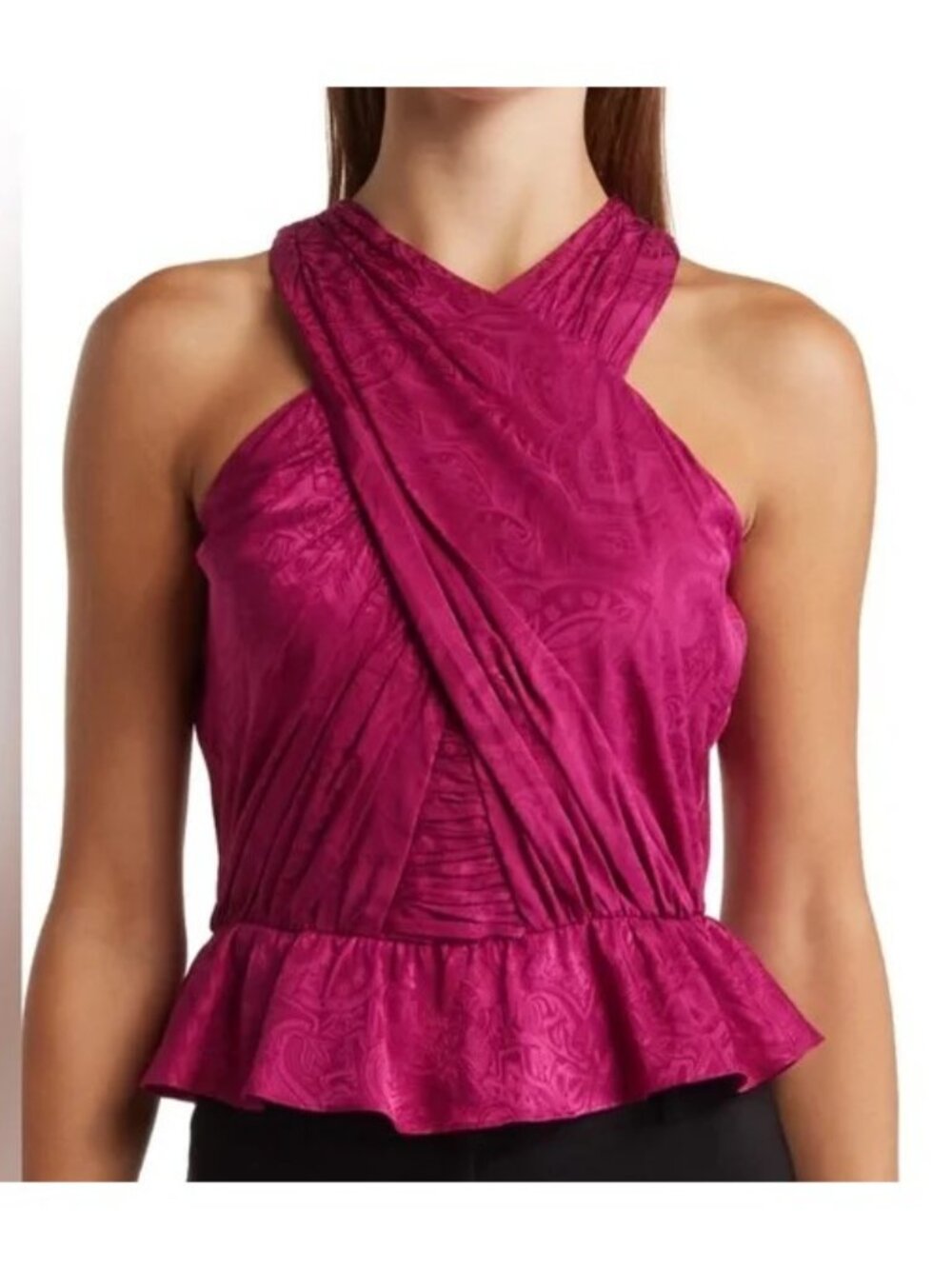 NWT Veronica Beard Silk Blend Kailani Crop Top in Bright Magenta Size 4
